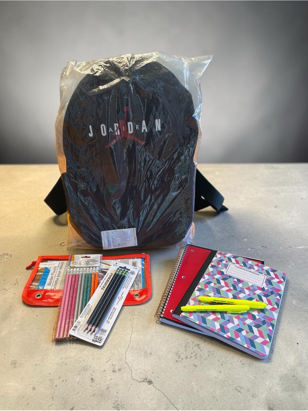 Jordan Black and Red Backpack NWT Includes school supplies - Picture 2 of 10